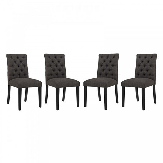Duchess Dining Chair Fabric Set of 4, Brown
