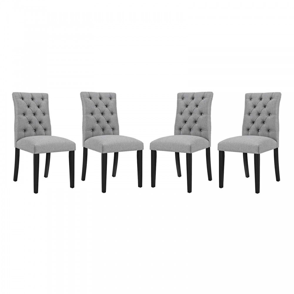 Duchess Dining Chair Fabric Set of 4, Light Gray