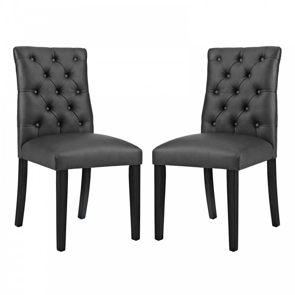 Duchess Dining Chair Vinyl Set of 2, Black