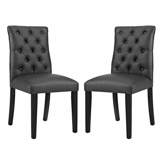 Duchess Dining Chair Vinyl Set of 2, Black