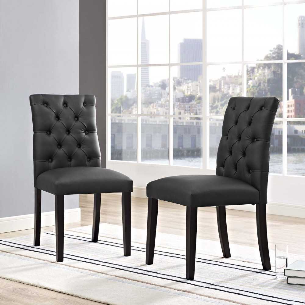 Duchess Dining Chair Vinyl Set of 2, Black