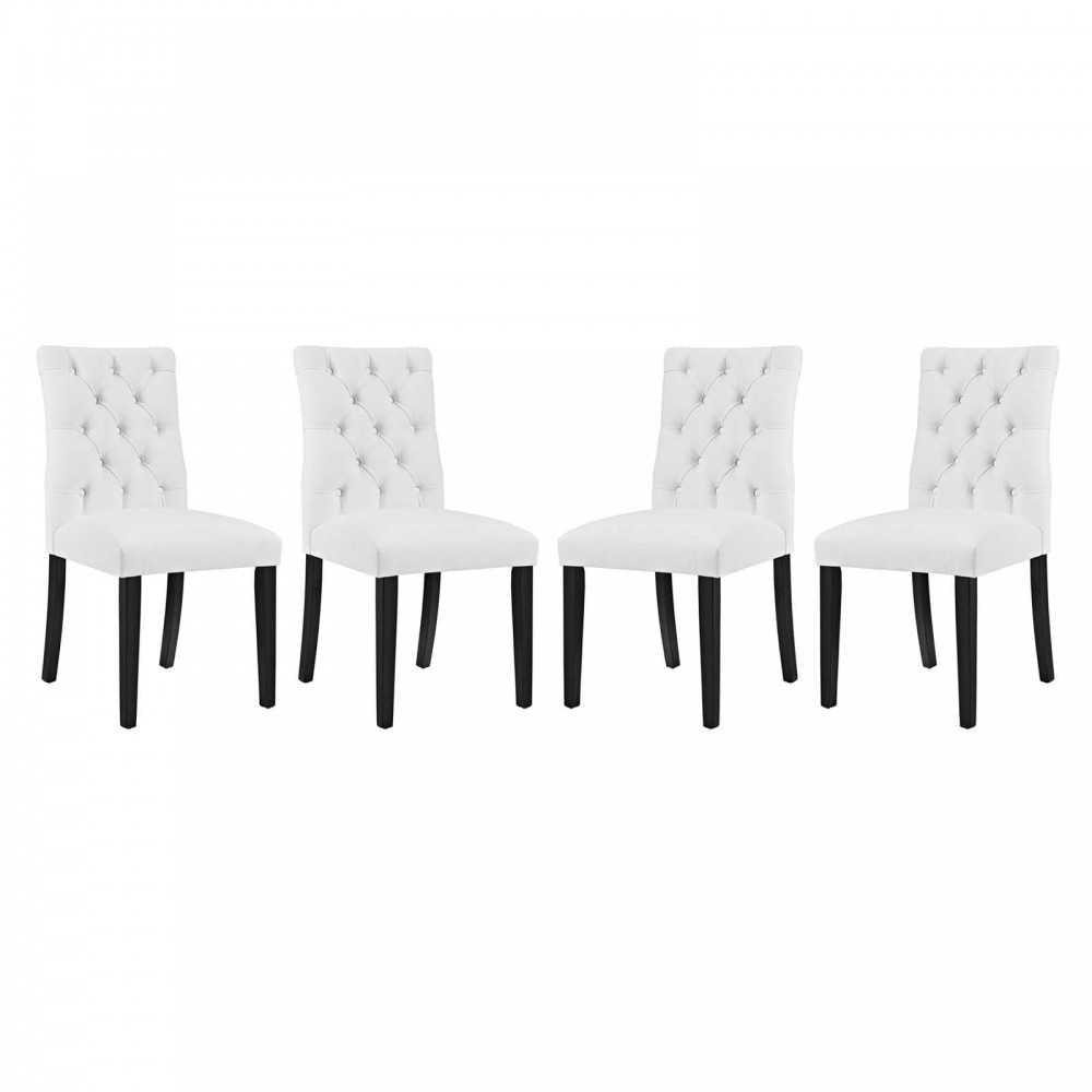 Duchess Dining Chair Vinyl Set of 4, White