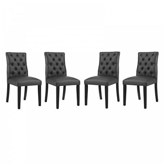 Duchess Dining Chair Vinyl Set of 4, Black