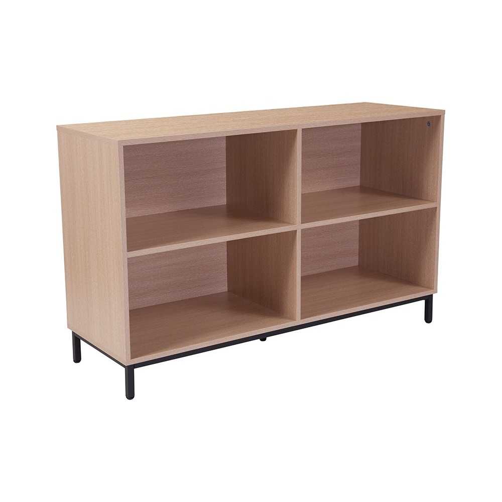 Dudley 4 Shelf 29.5"H Open Bookcase Storage in Oak Wood Grain Finish