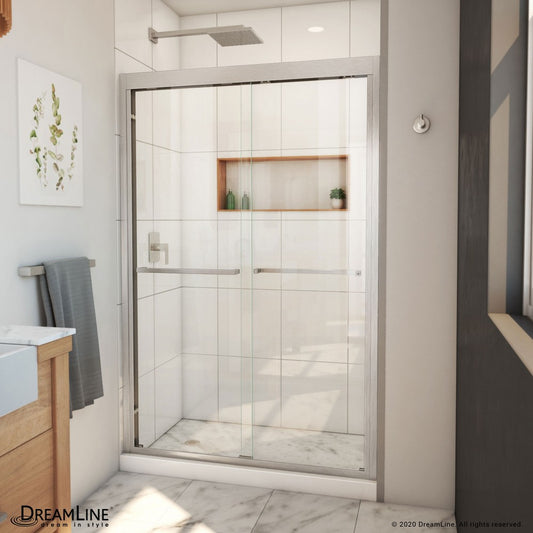 Duet Plus 44-48 in. W x 72 in. H Semi-Frameless Bypass Sliding Shower Door in Brushed Nickel