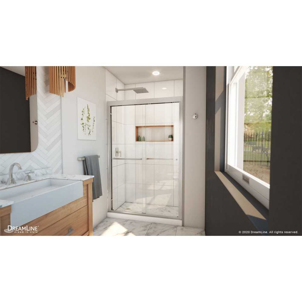 Duet Plus 44-48 in. W x 72 in. H Semi-Frameless Bypass Sliding Shower Door in Brushed Nickel