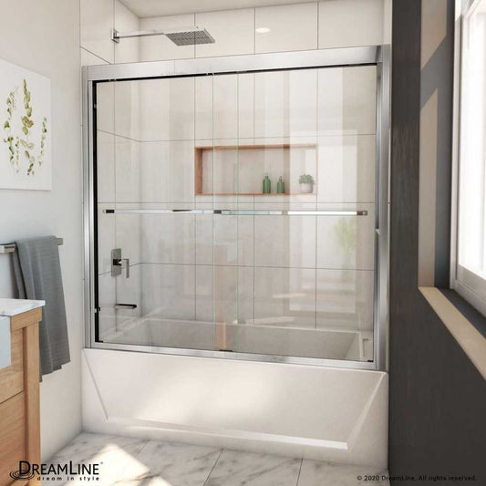 Duet Plus 55-59 in. W x 58 in. H Semi-Frameless Bypass Sliding Tub Door in Chrome