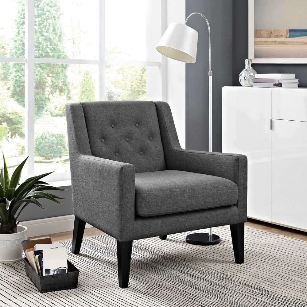 Earnest Upholstered Fabric Armchair, Gray