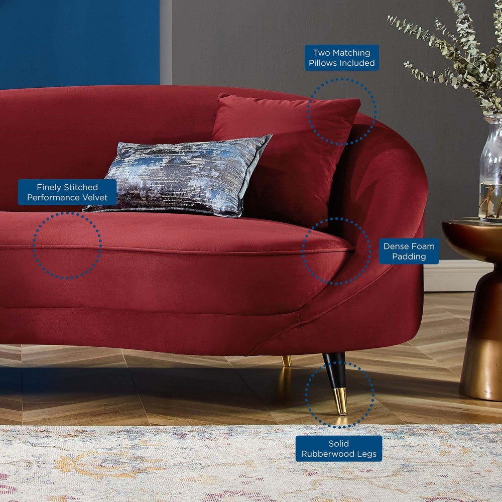 Echo Performance Velvet Sofa, Maroon
