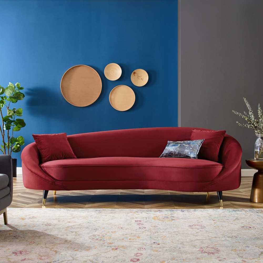 Echo Performance Velvet Sofa, Maroon