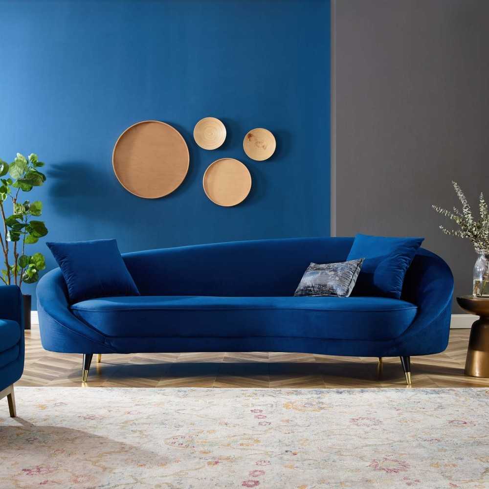 Echo Performance Velvet Sofa, Navy