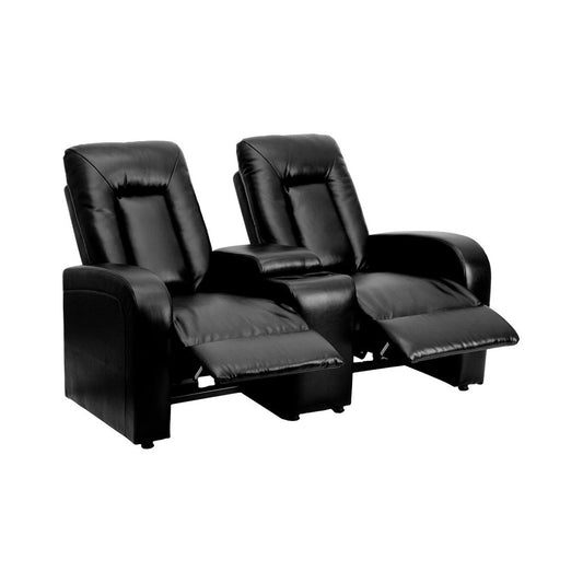 Eclipse Series 2-Seat Reclining Black LeatherSoft Theater Seating Unit with Cup Holders