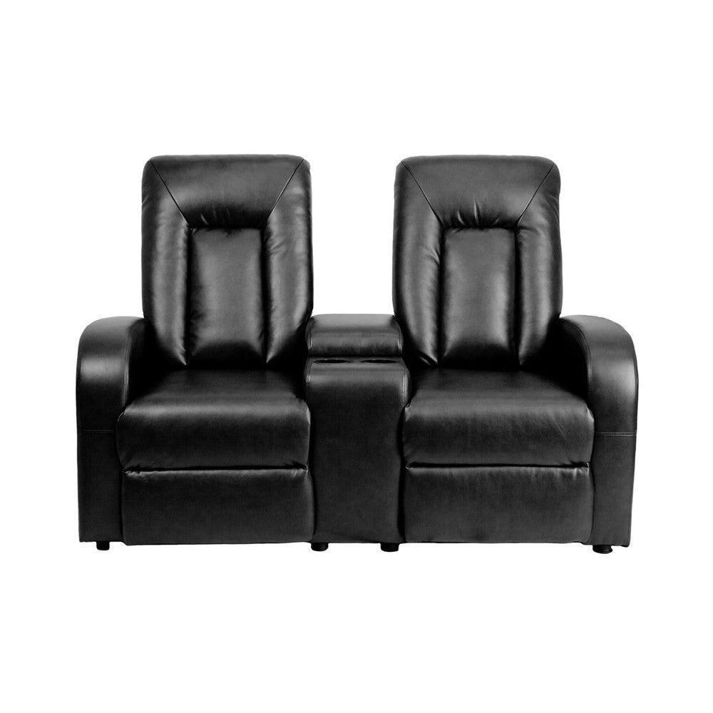 Eclipse Series 2-Seat Reclining Black LeatherSoft Theater Seating Unit with Cup Holders