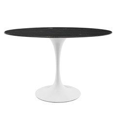 Lippa 48" Oval Artificial Marble Dining Table in White Black