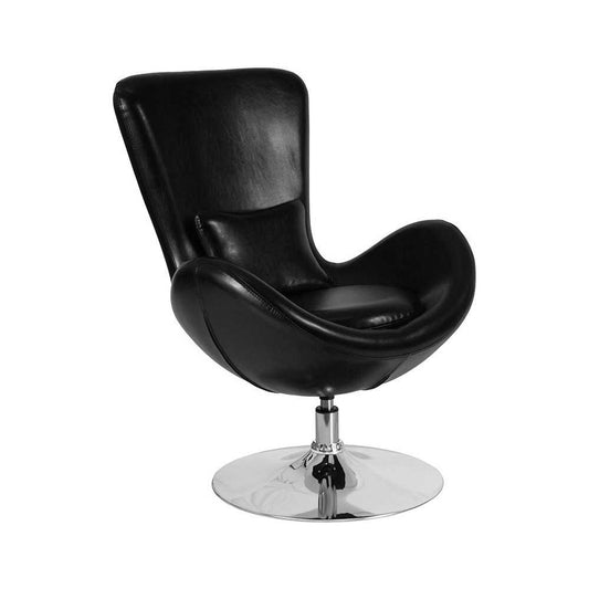 Egg Series Black LeatherSoft Side Reception Chair
