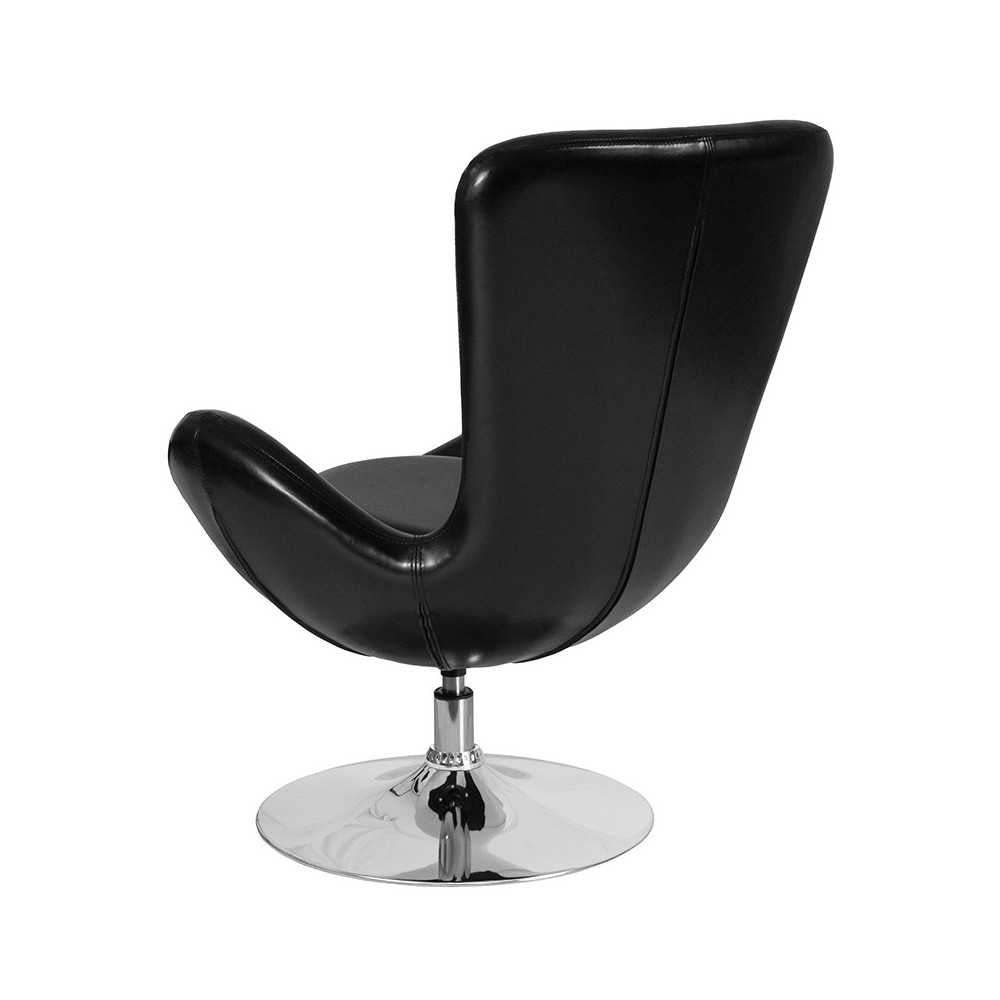 Egg Series Black LeatherSoft Side Reception Chair