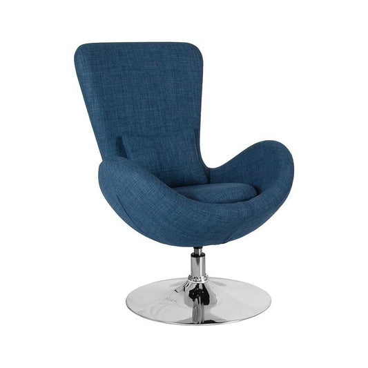 Egg Series Blue Fabric Side Reception Chair
