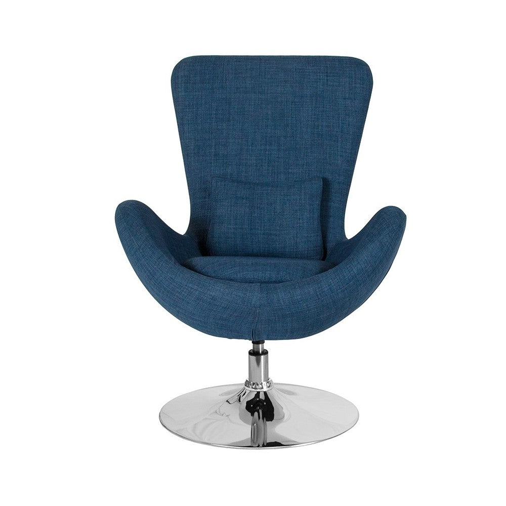 Egg Series Blue Fabric Side Reception Chair