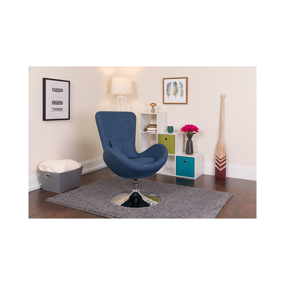 Egg Series Blue Fabric Side Reception Chair