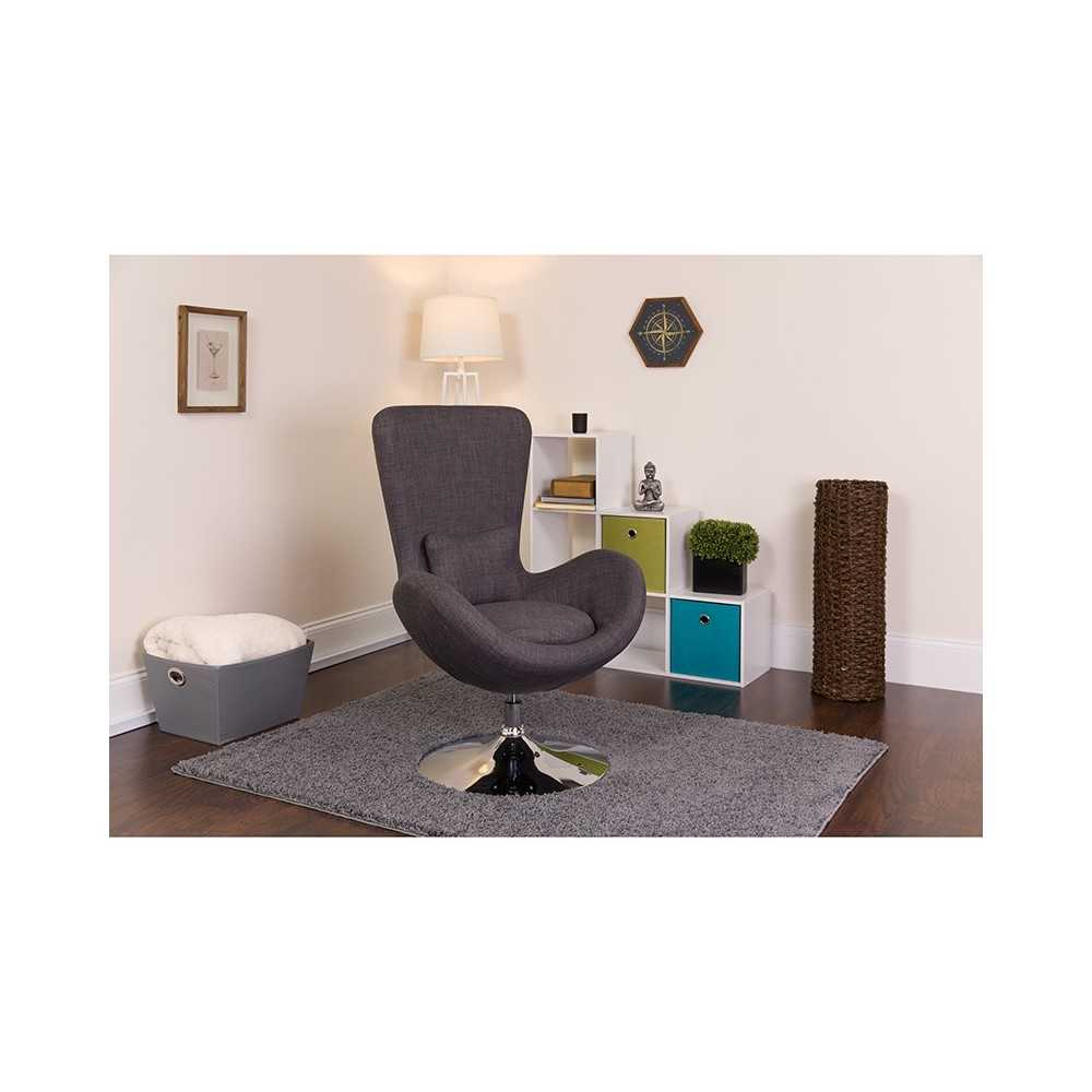 Egg Series Dark Gray Fabric Side Reception Chair