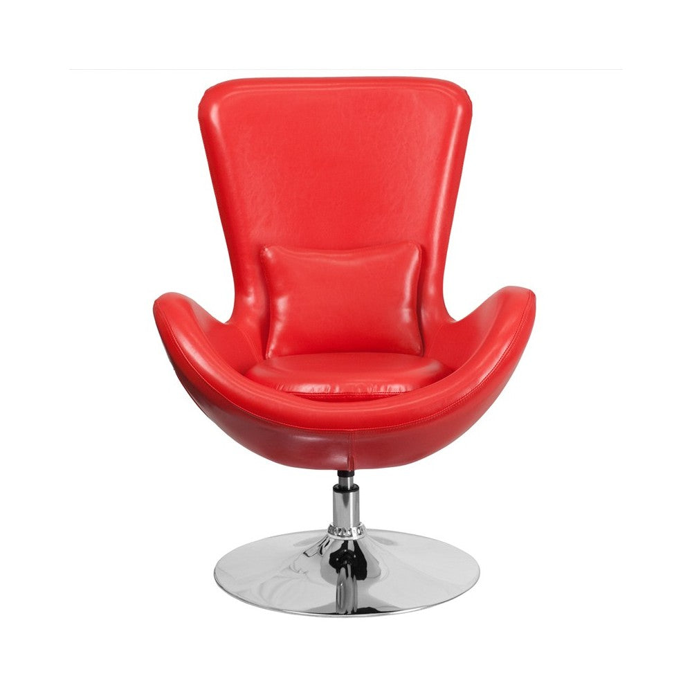 Egg Series Red LeatherSoft Side Reception Chair