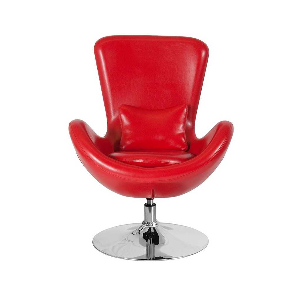 Egg Series Red LeatherSoft Side Reception Chair