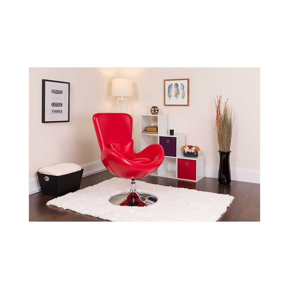 Egg Series Red LeatherSoft Side Reception Chair