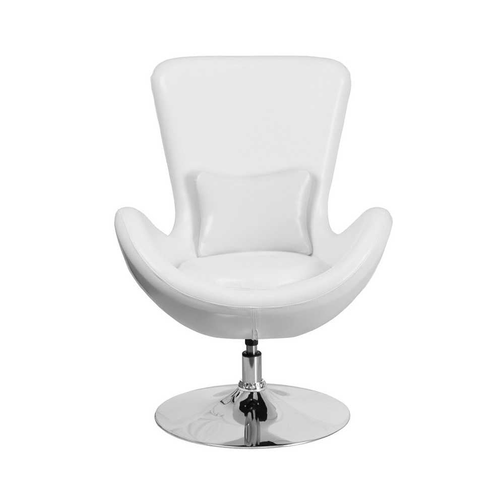 Egg Series White LeatherSoft Side Reception Chair