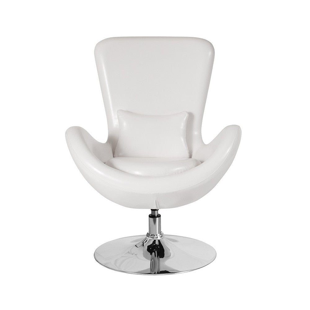 Egg Series White LeatherSoft Side Reception Chair
