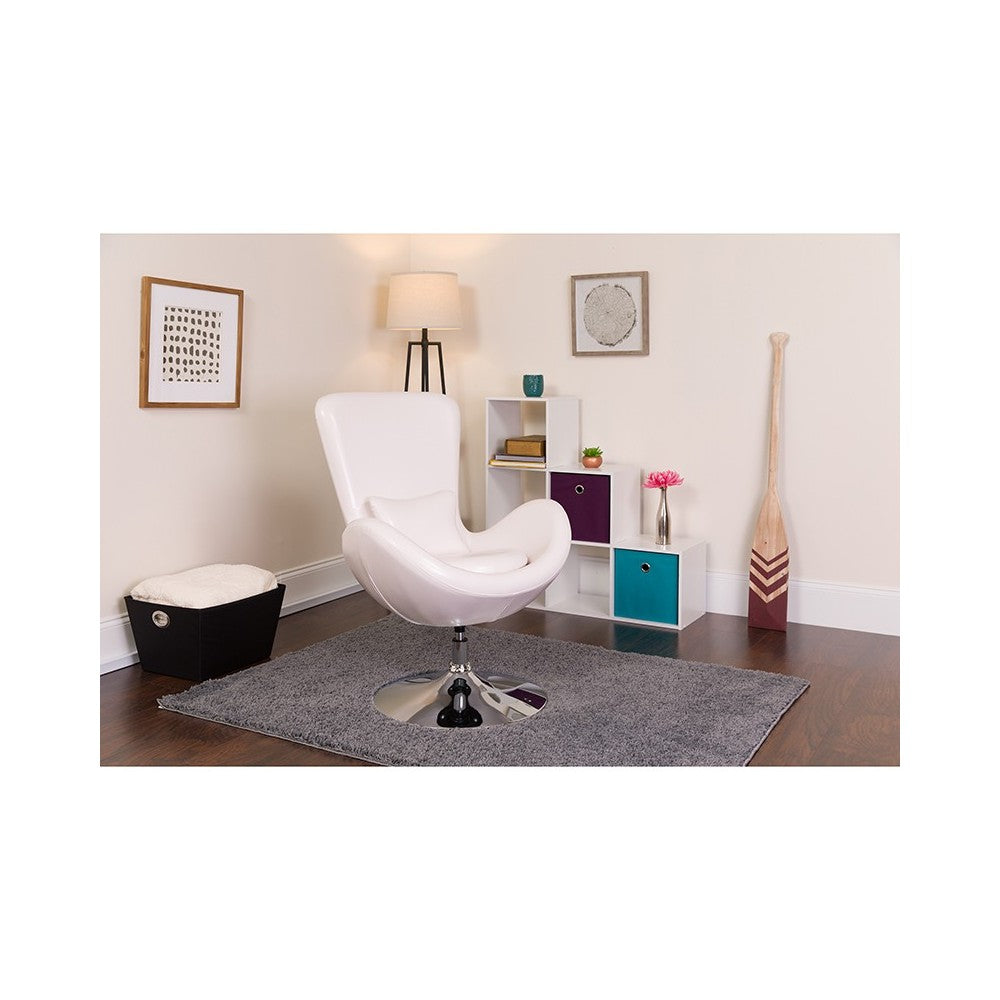 Egg Series White LeatherSoft Side Reception Chair