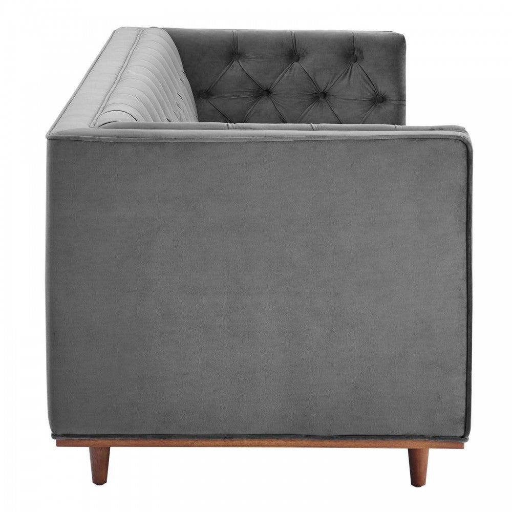 Elation Tufted Performance Velvet Sofa, Gray