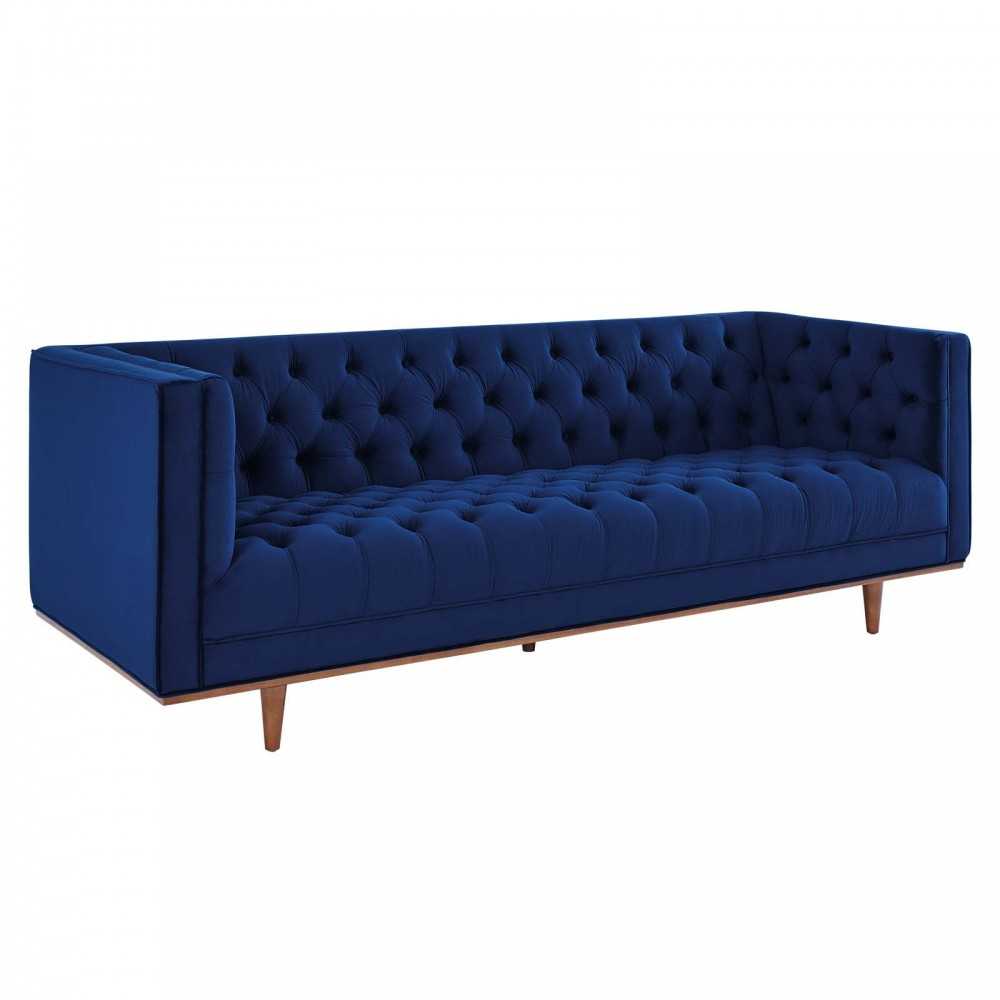 Elation Tufted Performance Velvet Sofa, Navy