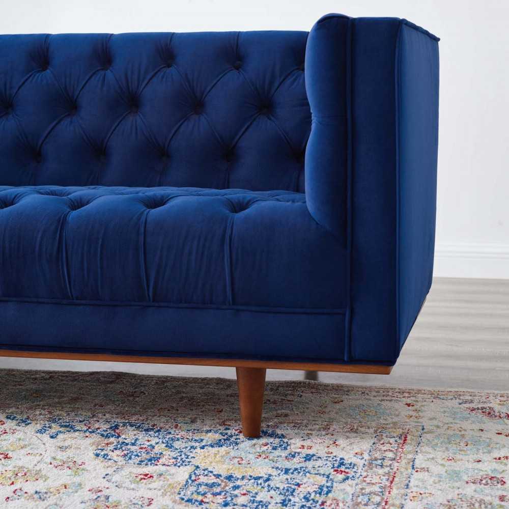 Elation Tufted Performance Velvet Sofa, Navy