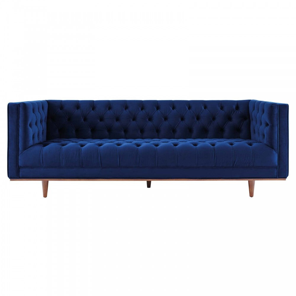 Elation Tufted Performance Velvet Sofa, Navy