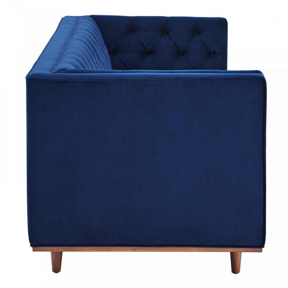 Elation Tufted Performance Velvet Sofa, Navy