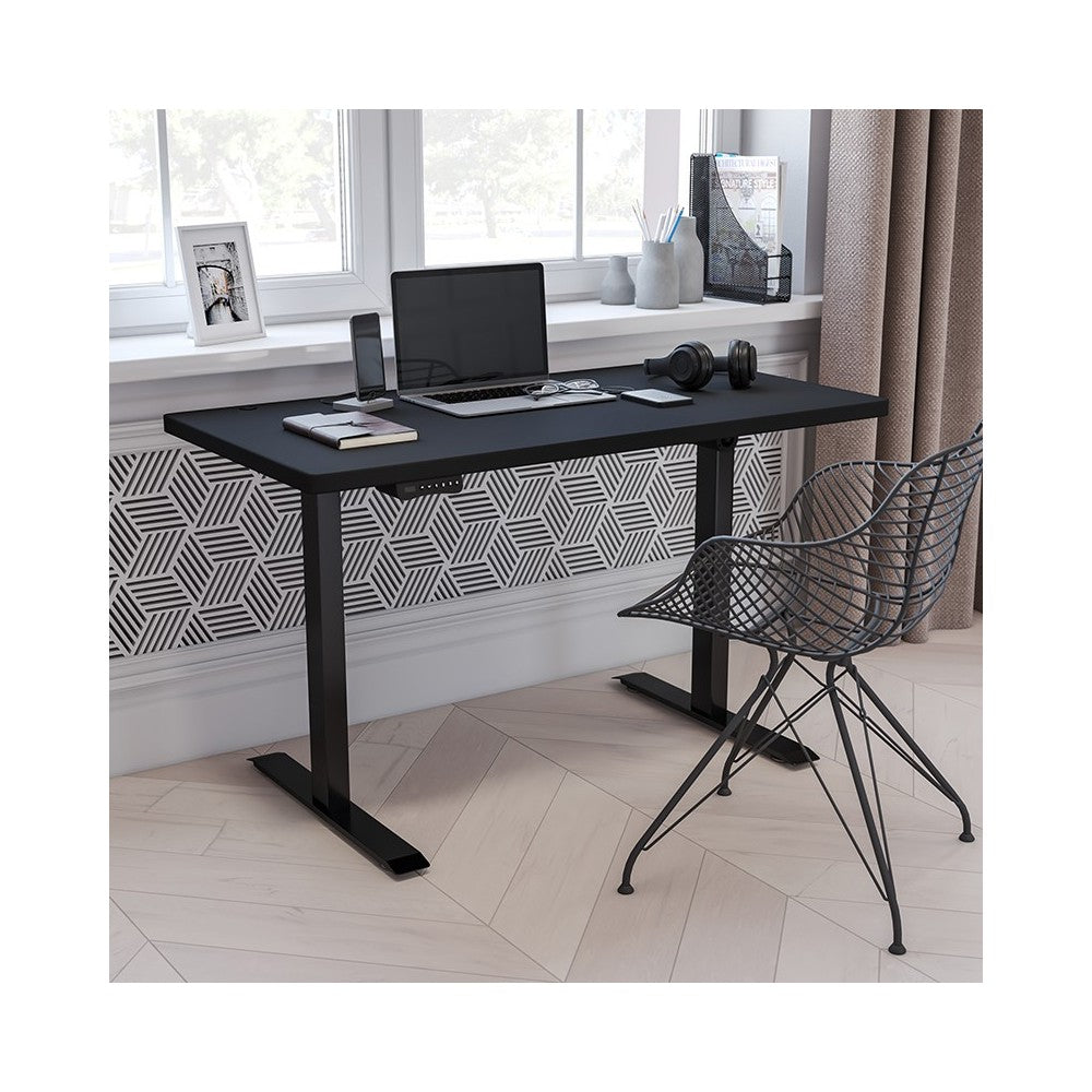 Electric Height Adjustable Standing Desk - Table Top 48" Wide - 24" Deep (Black)