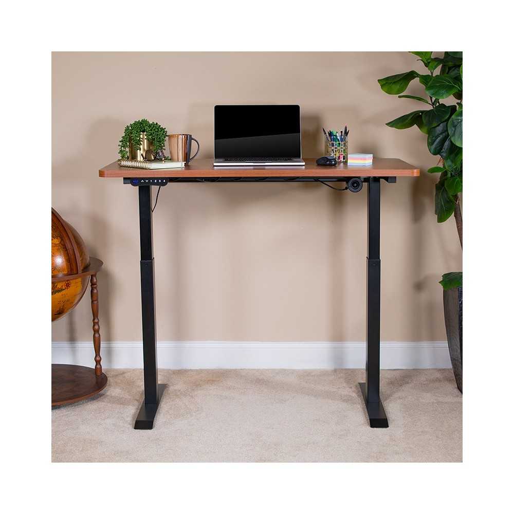 Electric Height Adjustable Standing Desk - Table Top 48" Wide - 24" Deep (Mahogany)