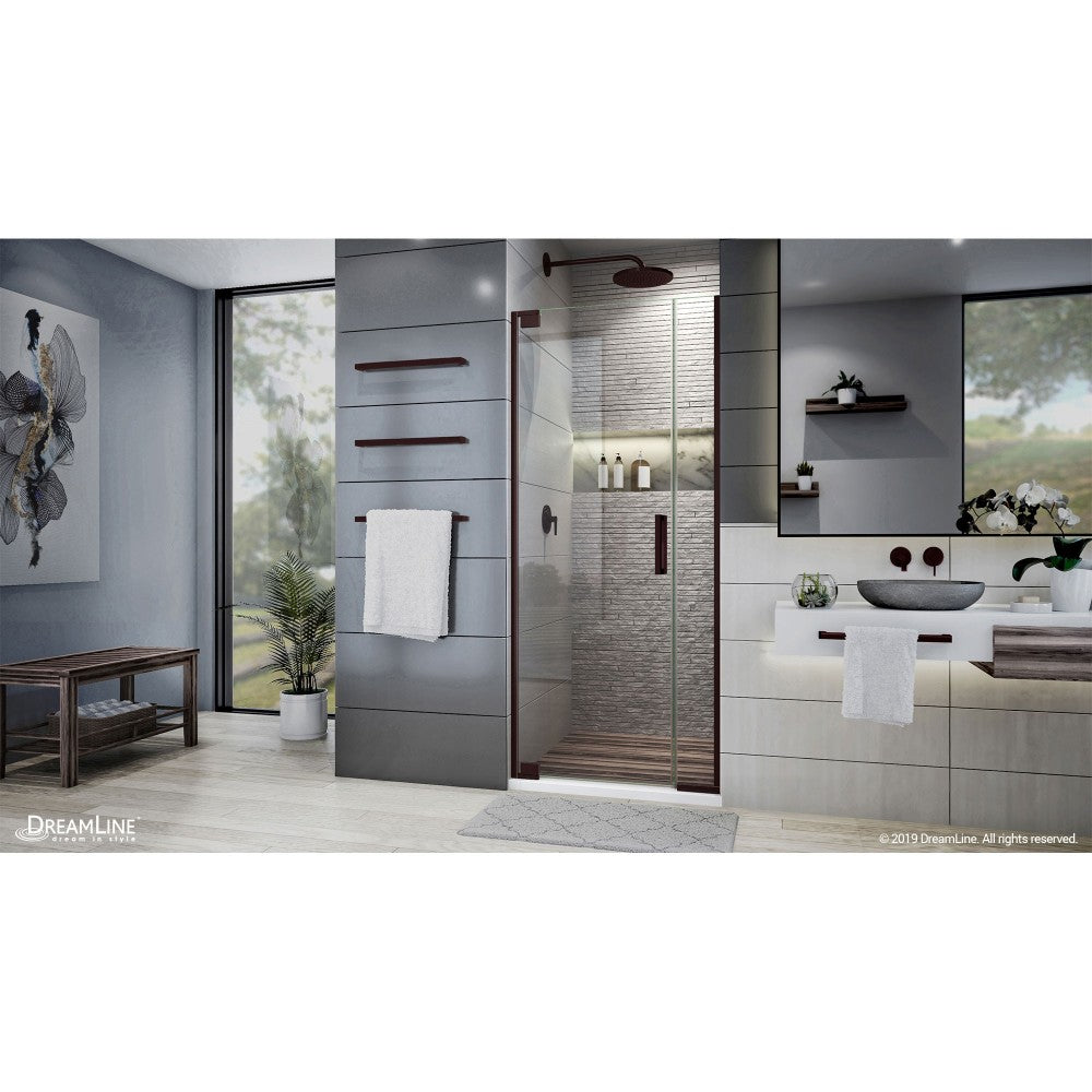 Elegance Plus 30-30 3/4 in. W x 72 in. H Frameless Pivot Shower Door in Oil Rubbed Bronze