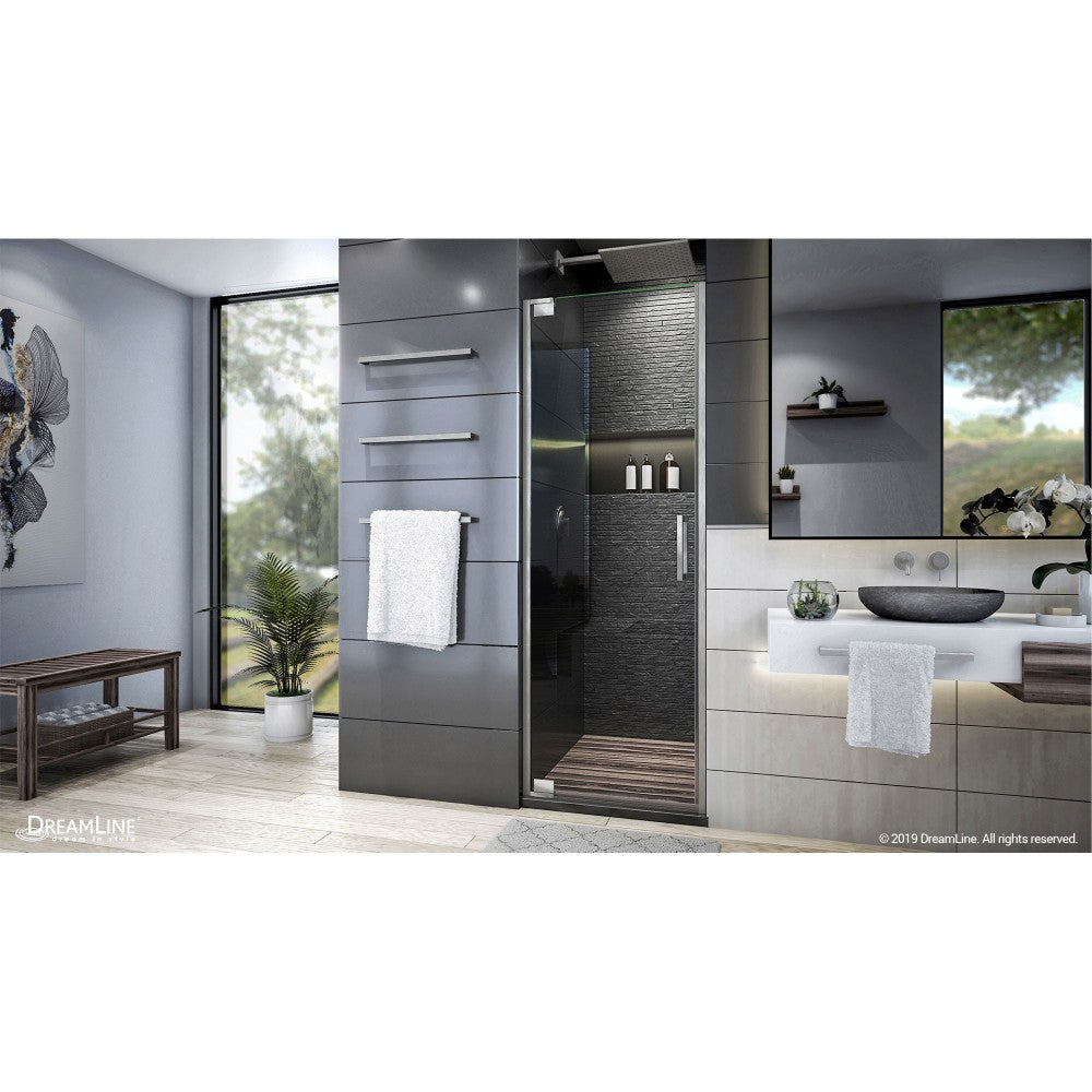 Elegance Plus 34-34 1/2 in. W x 72 in. H Frameless Pivot Shower Door in Brushed Nickel