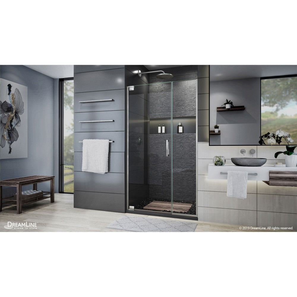 Elegance Plus 39 3/4 - 40 1/2 in. W x 72 in. H Frameless Pivot Shower Door in Brushed Nickel