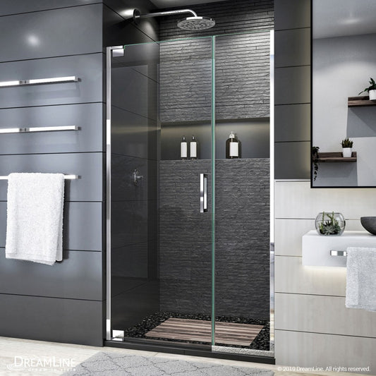 Elegance Plus 39 3/4 - 40 1/2 in. W x 72 in. H Frameless Pivot Shower Door in Chrome