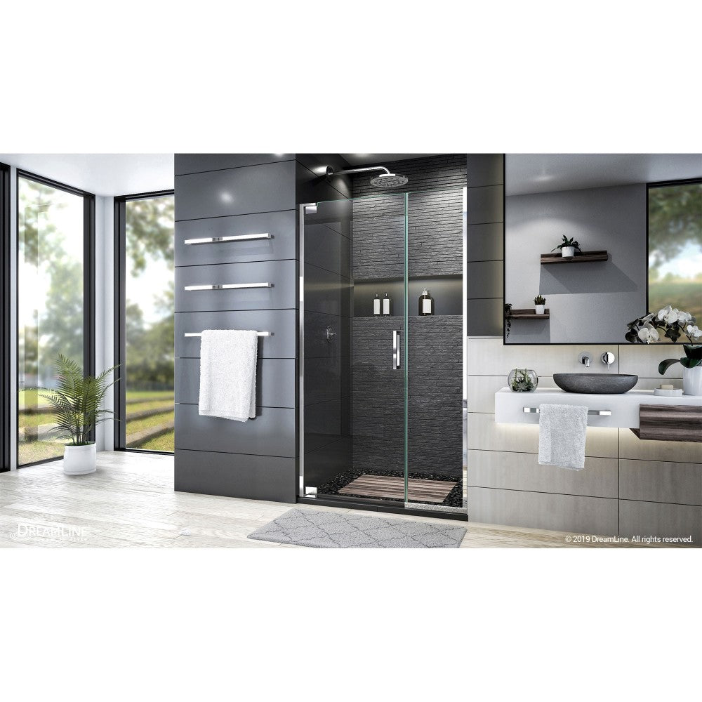 Elegance Plus 39 3/4 - 40 1/2 in. W x 72 in. H Frameless Pivot Shower Door in Chrome