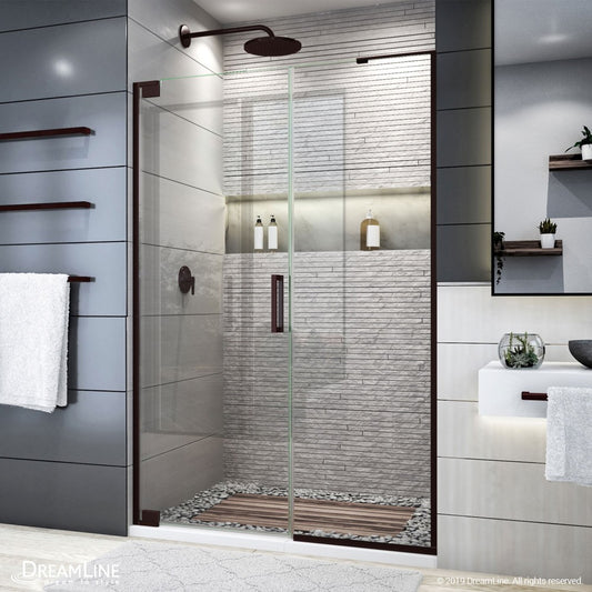 Elegance Plus 51 3/4 -52 1/2 in. W x 72 in. H Frameless Pivot Shower Door in Oil Rubbed Bronze