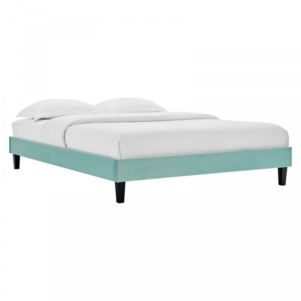 Elise Full Performance Velvet Platform Bed, Mint, MOD-6877-MIN