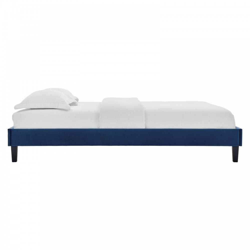 Elise Full Performance Velvet Platform Bed, Navy, MOD-6877-NAV