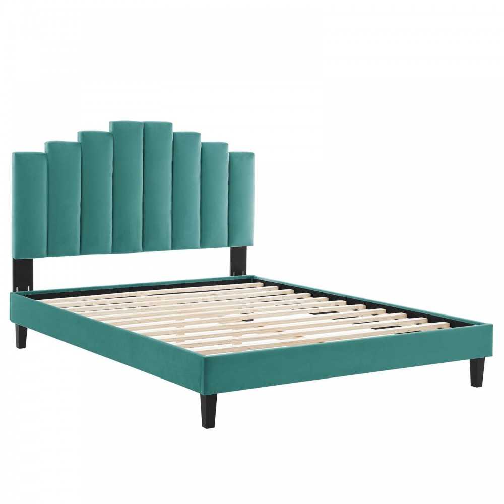 Elise Full Performance Velvet Platform Bed, Teal, MOD-6877-TEA