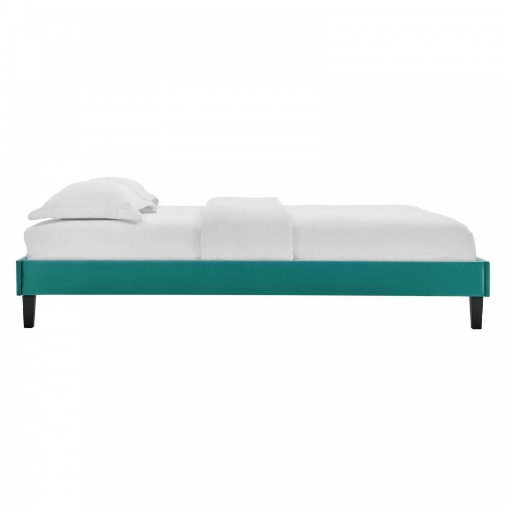Elise Full Performance Velvet Platform Bed, Teal, MOD-6877-TEA