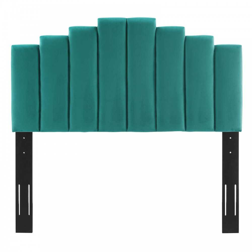 Elise Full Performance Velvet Platform Bed, Teal, MOD-6877-TEA