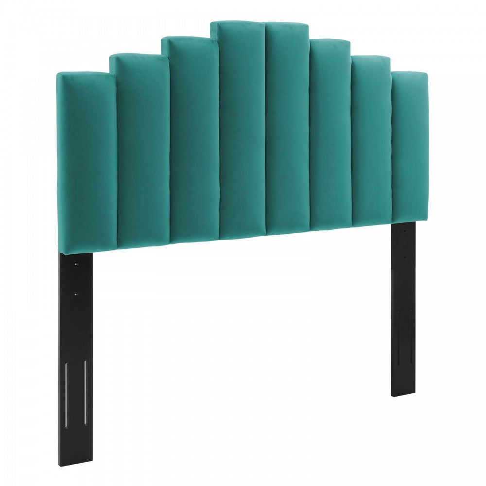 Elise Full Performance Velvet Platform Bed, Teal, MOD-6877-TEA