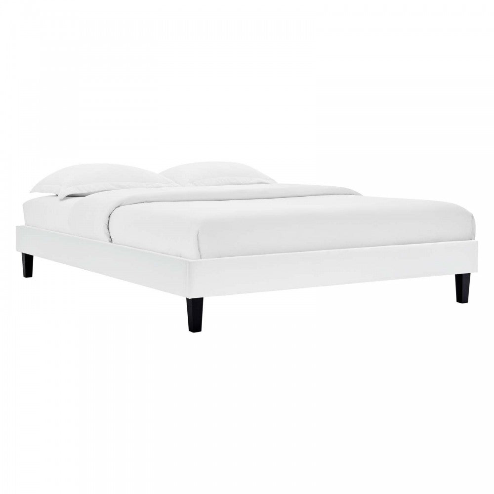 Elise Full Performance Velvet Platform Bed, White, MOD-6877-WHI